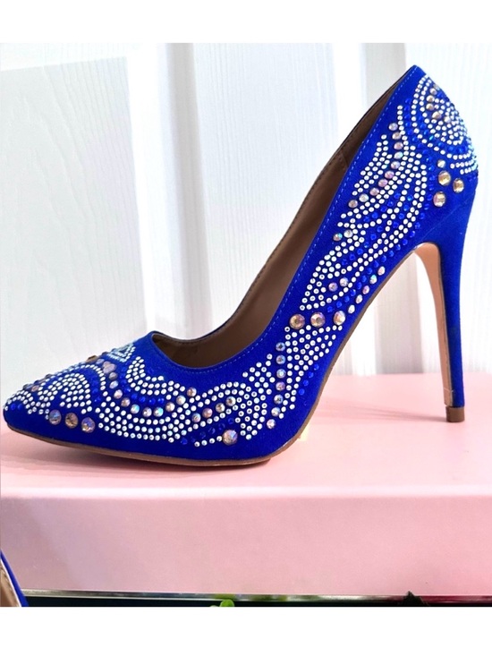 Anne Michelle Shoes - ANNE MICHELLE ~ Royal Blue 4” Heels with Rhinestone Embellishments size 7
